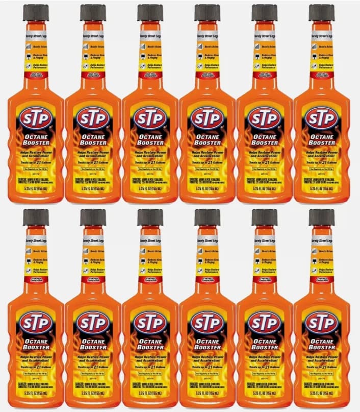 STP Octane Booster 5.25 oz Case of 12 Fuel Additive Cleans Fuel System Boosts