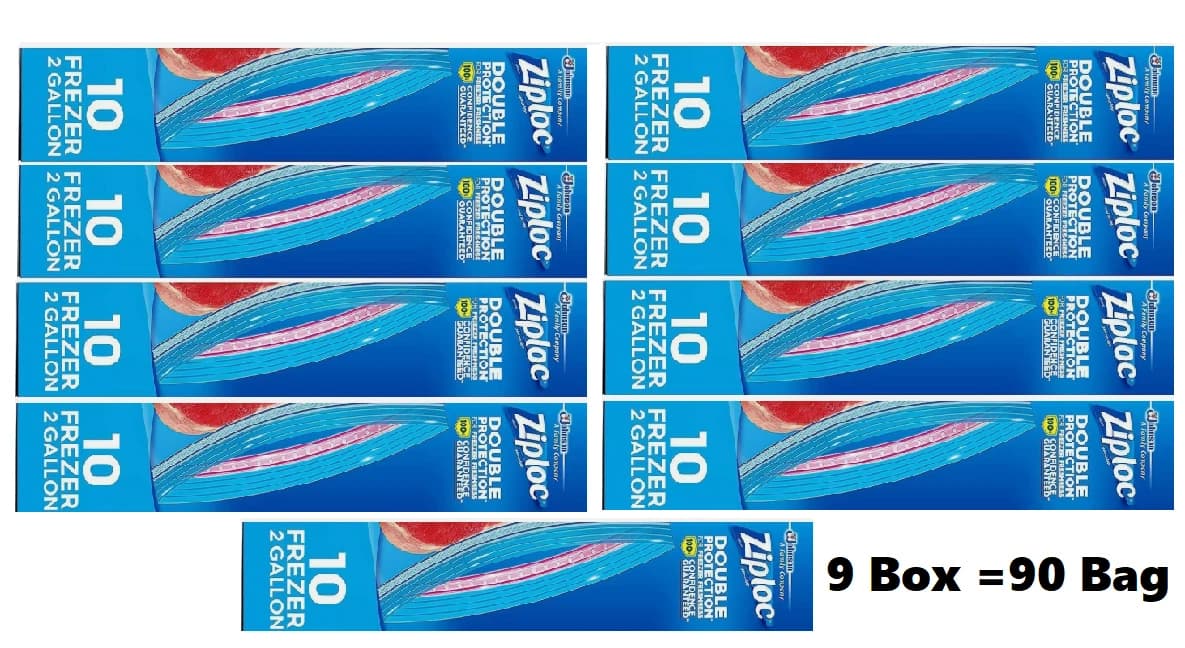 ZIPLOC FREEZER BAG 10 CT 2 GL JUMBO ( 9 Box 90 bag)